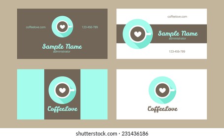 Vector bakery, coffee shop, cafe or restaurant business card templates with flat modern logo