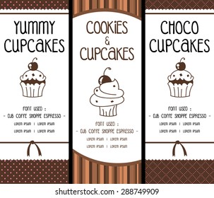 Vector Bakery Cookie And Cupcake Banner With Pink Soft Background