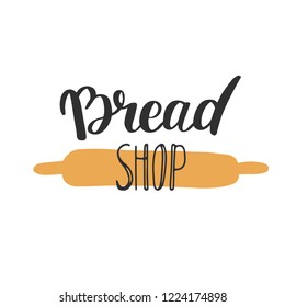 Vektor-Bäckerei, Dessertshop oder Bakehouse-Logo, Tag- oder Etikettendesign. Phrase und Pin für den Eigengebrauch
