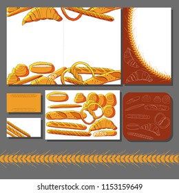 Vector bakery hand drawn illustration. Template with bread and pastry. For your design, announcements, postcards, posters, restaurant menu