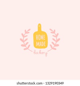 vector bakery label. Graphic logo for home baking. cutting board icon in hand draw, Doodle style.