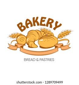 Vector Bakery Pastry Elements and Bread. Icons Illustration can be used as Logo or Icon in premium quality. Bakery Label Design.