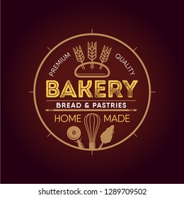 Vector Bakery Pastry Elements and Bread. Icons Illustration can be used as Logo or Icon in premium quality. Bakery Label Design.