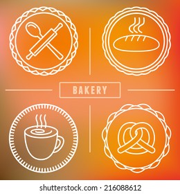 Vector bakery and pastry emblems and icons in outline style - abstract logo design elements