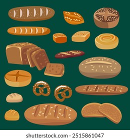 Vector - bakery products to  eat, illustration in color.
