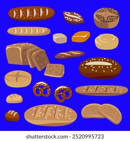 Vector - bakery products to  eat, illustration in color.