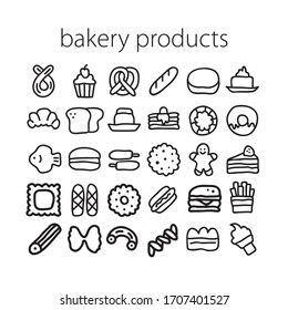 vector  bakery  products line icons  for web