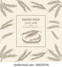 Vector bakery retro background. Hand drawn. Bakery and pastry sketch