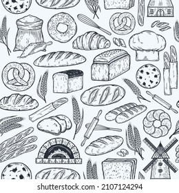 Vector bakery seamless pattern or background