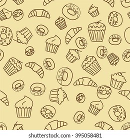 Vector bakery seamless pattern background.