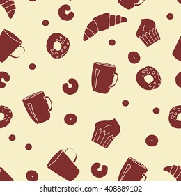 Vector bakery seamless pattern background.
