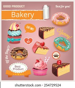 Vector baking illustration color set