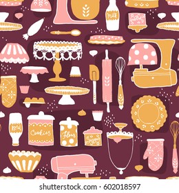 Vector Baking Utensils Seamless Pattern