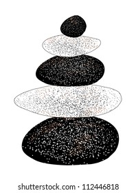 Vector balanced pebbles with dot pattern isolated on white background