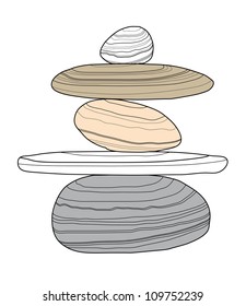 Vector balanced pebbles isolated on white background