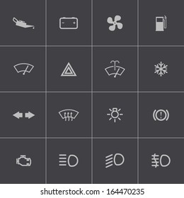 Vector Balck Car Dashboard Icons Set