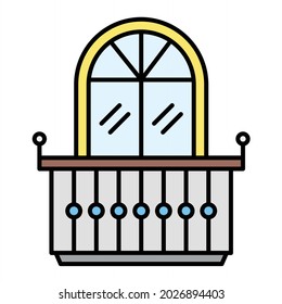 Diseño del icono de contorno relleno de vectores Balcony
