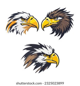 Vector bald eagle head logo design template.