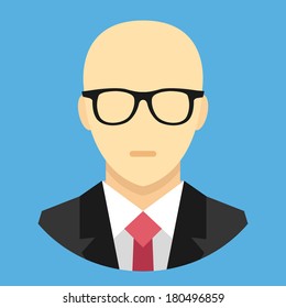 Vector Bald Man in Business Suit Icon