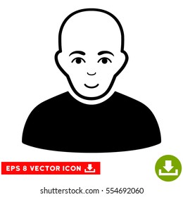 Vector Bald Man EPS vector pictogram. Illustration style is flat iconic black symbol on a transparent background.