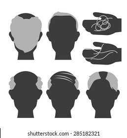 Vector of baldness and hair loss with white background.