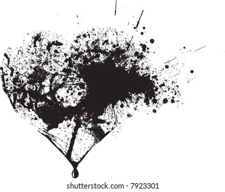 Vector Baleck Heart of ink drops