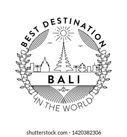 Vector Bali City Badge, Linear Style