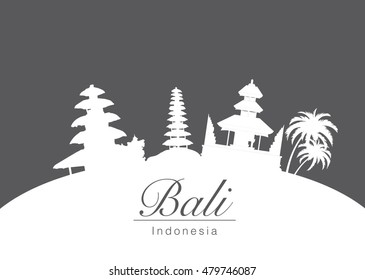 Vector Bali illustration, typo and logo (Grey) - Indonesia