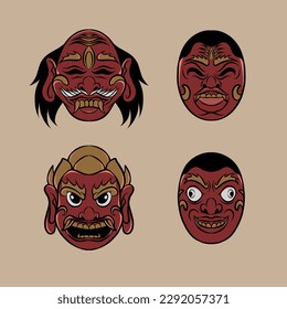 ilustración de máscara balinesa vectorial adecuada para necesidades de marca, etc.