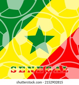 vector ball background with senegal flag, vector illustration and text, perfect color combination