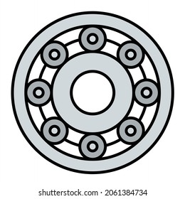 Vector Ball Bearing Filled Outline Icon Design
