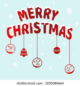 Vector of Ball and Bell, Merry Christmas Typographic Poster. EPS 10 Vector.