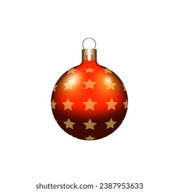 vector ball for the Christmas tree. glass red ball with stars.