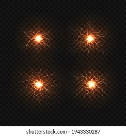 Vector ball of electricity, blast storm strike in sky or magic energy thunderbolt burst.