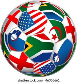 vector ball with flags of group C on World cup in South Africa