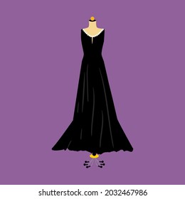 Vector de Ball Gown y vestido largo en maniquí. Ilustración sobre fondo blanco. Ilustración de moda vectorial. Vestido elegante de fiesta.