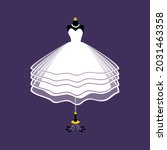 Vector of Ball Gown on Hanger. Illustration on White Background. Vector Fashion Illustration. Beautiful Wedding Dress. Elegance Party Dress.