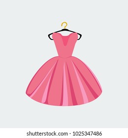 Vector of Ball Gown on Hanger. Illustration on White Background. Vector Fashion Illustration. 