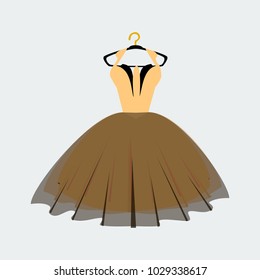 Vector of Ball Gown on Hanger. Illustration on White Background. Party Dress.