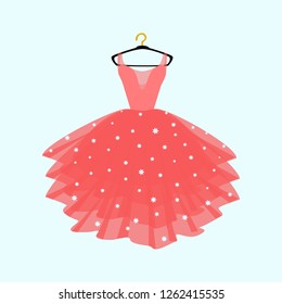 Vector of ball gown on hanger. Illustration on white background.