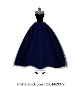 Vector of Ball Gown on Hanger. Illustration on White Background. Vector Fashion Illustration. Beautiful Wedding Dress. Elegance Party Dress.