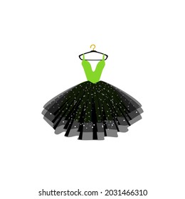 Vektorgrafik von Ball Gown on Hanger. Illustration auf weißem Hintergrund. Vektorfashion Illustration. Elegantes Party-Kleid.