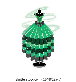 Vector of Ball Gown on Mannequin. Illustration on White Background. Vector Fashion Illustration. Elegance Party Dress.  