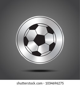 Vector ball icon metallic isolated on dark background