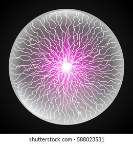 Vector ball lightning or electricity blast storm. flash light