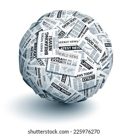 Vector ball of newspapers. Eps10. Transparency used. CMYK. Global colors. Gradients used.