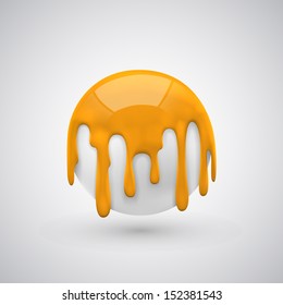 Vector ball with paint drops. Orange