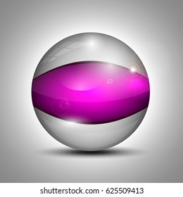 Vector illustration of the transparent glass ball with the purple line.