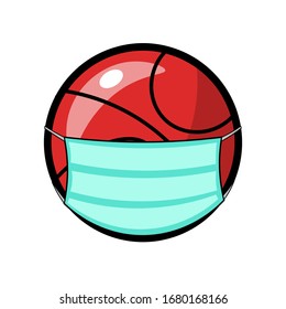 Vector ball wearing a mask, Corona virus effect, Sport