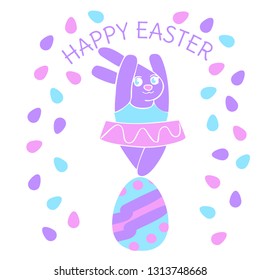 vector ballerina Easter bunny rabbit and Easter egg